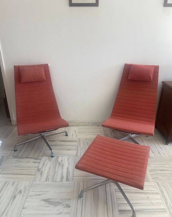 Vitra armchair and footrest set