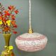 Vintage white clichy glass lampshade pendant light with red trim