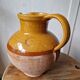 Antique glazed terracotta pitcher, brown semi-glazed jug, vase