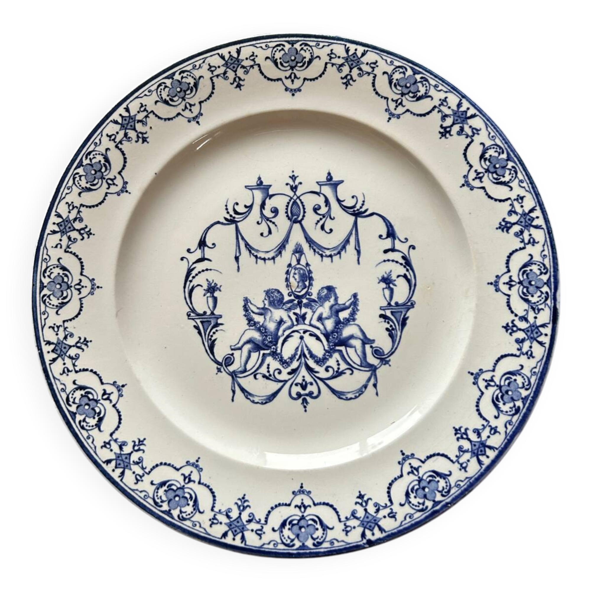 Plate or dish on a pedestal Moustiers by Jules Vieillard