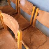 6 chaise regain orme massif et cuir epais