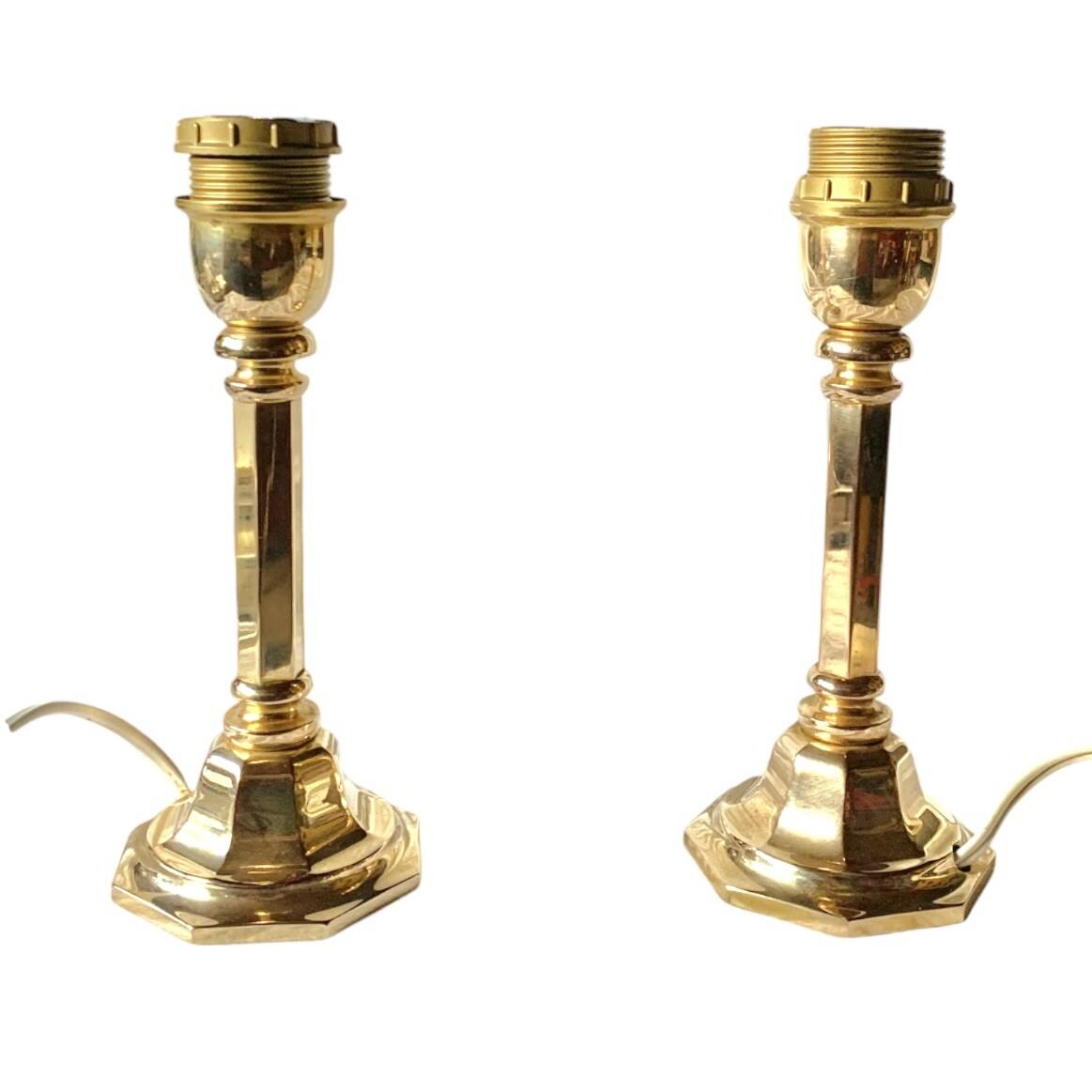 Pair of vintage brass lamp bases