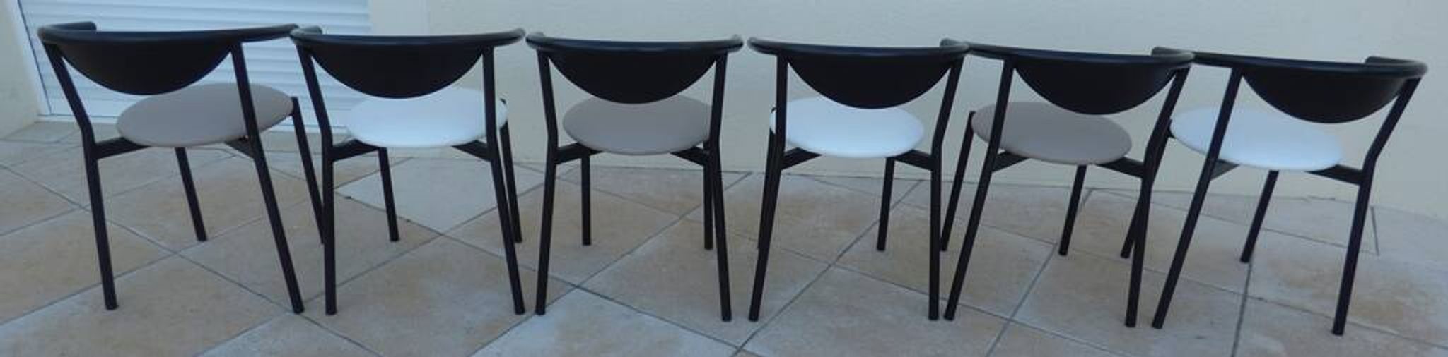 6 chaises style gondole structure métallique intérieur et extérieur