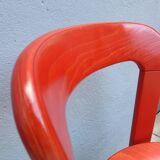 Set of 10 red wooden chairs by Bruno Rey for Kusch&Co