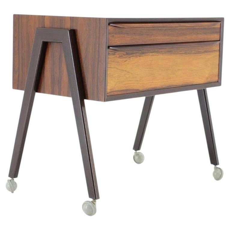 Mid-Century Danish Modern Palisander Sewing Cabinet on Wheels, 1960s