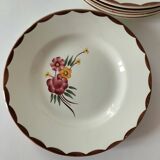 6 dessert plates HBCM Montereau model Huguette