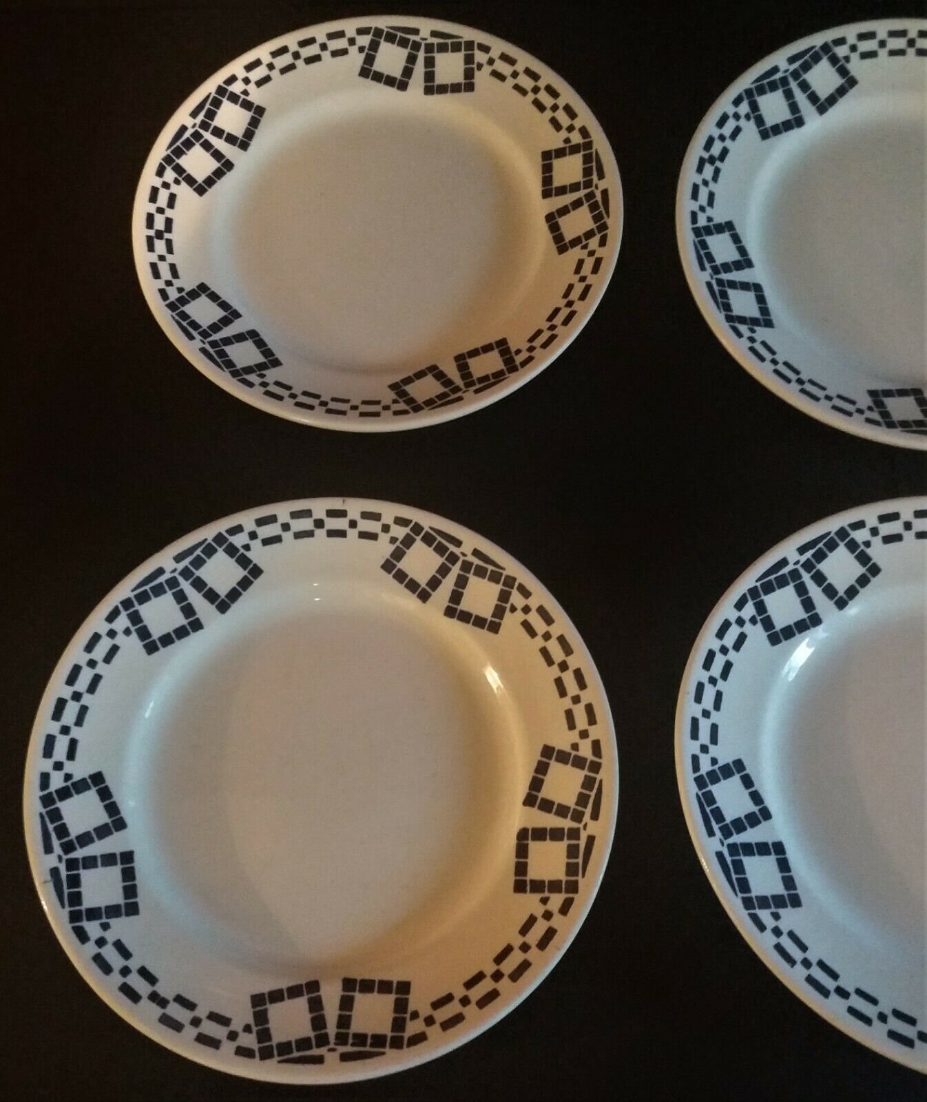 Series of six flat earthenware plates P.B. Rochechouart Limoges model Anna