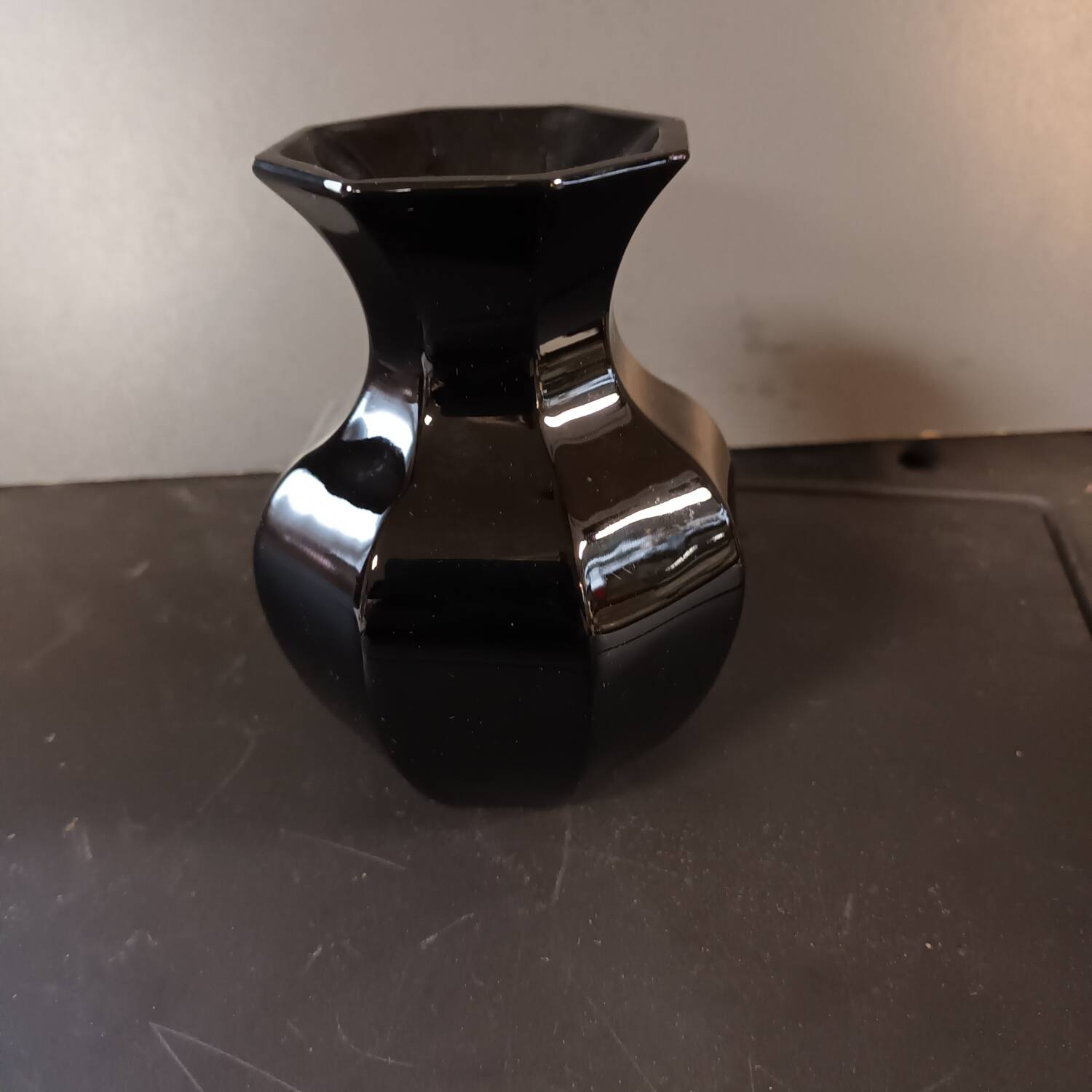 Black crystal vase