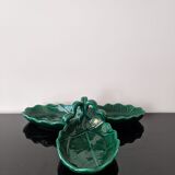 Three-part green serving dish