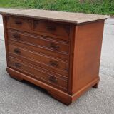 Art deco chest of drawers in oak and marble