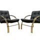 Vintage Leather and Metal Armchairs, 1990s, Set of 2