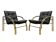 Vintage Leather and Metal Armchairs, 1990s, Set of 2