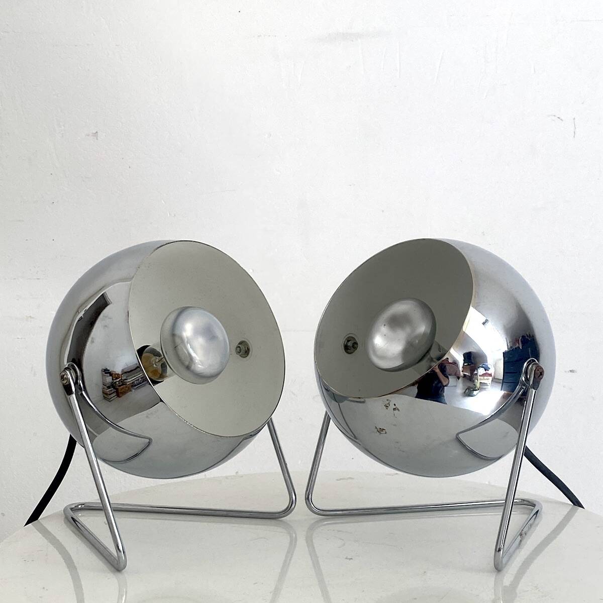 Vintage 1980s chrome Eyeball lamps