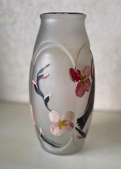 Antique frosted glass vase