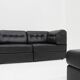 Vintage modular sectional sofa in black leather from the 1970