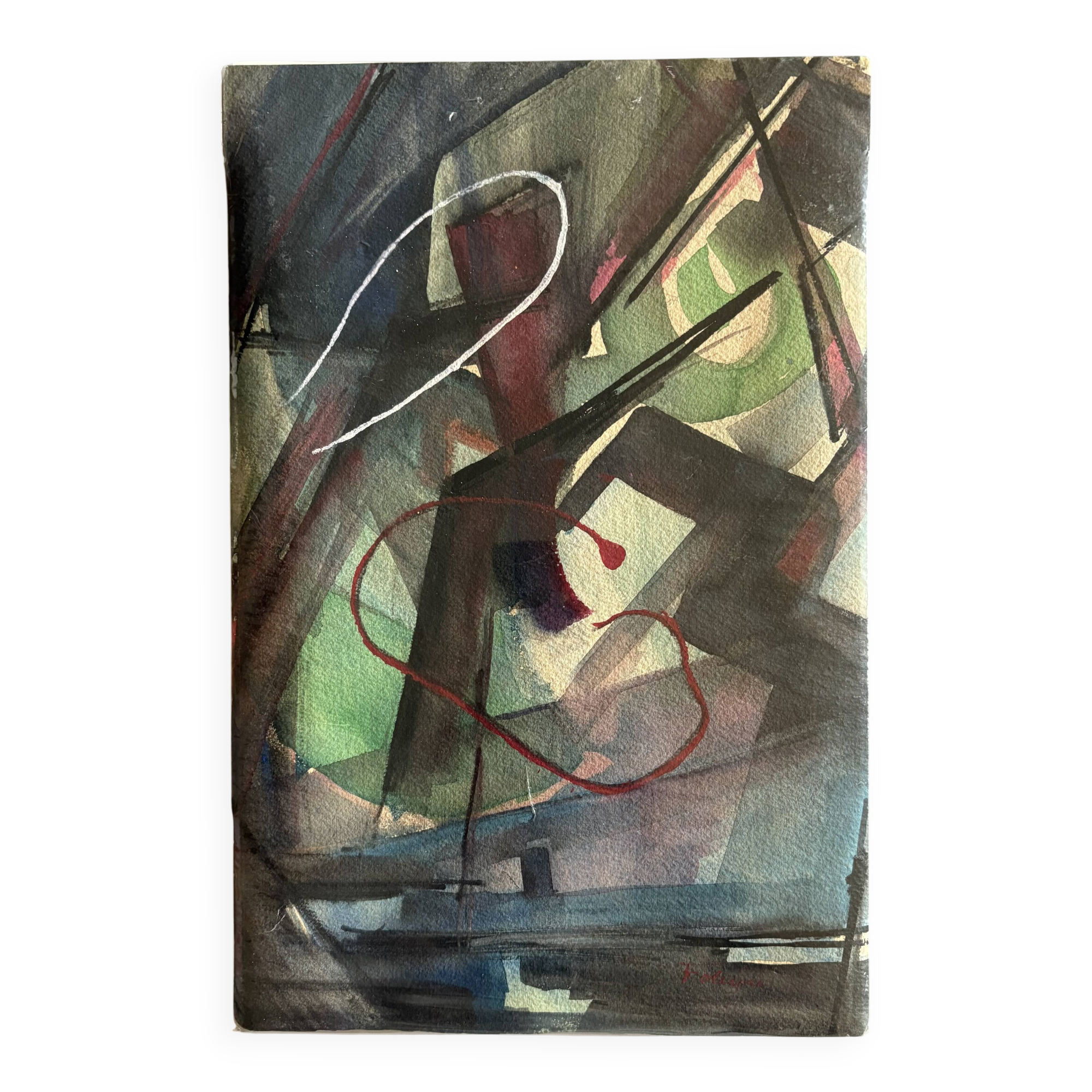 Foltyn frantisek. (1891-1976). abstract composition. modern gouache
