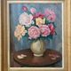 Painting "Bouquet of roses in vase" HST signed (to decipher)