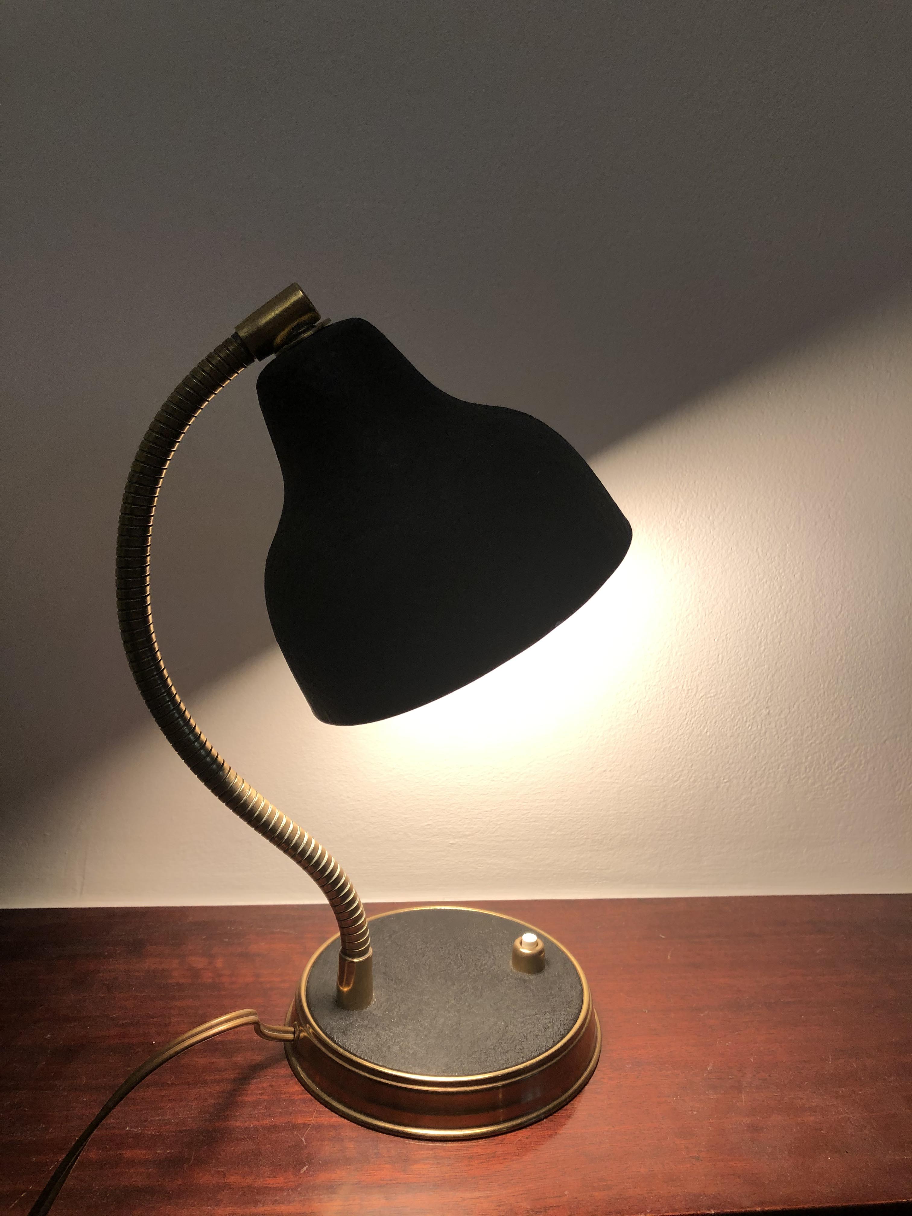 Brass bedside lamp from the 1950s