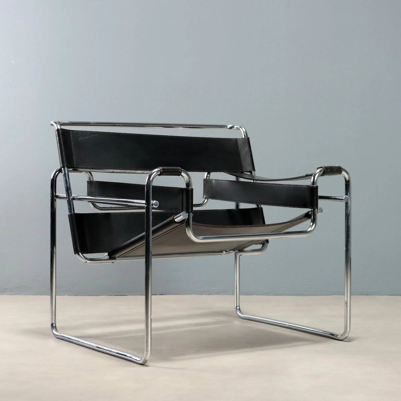 Fauteuil Wassily Gavina, design vintage Marcel Breuer, Italie, années 1970