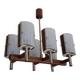 Brutalist teak and art glass chandelier, Italy 1960s