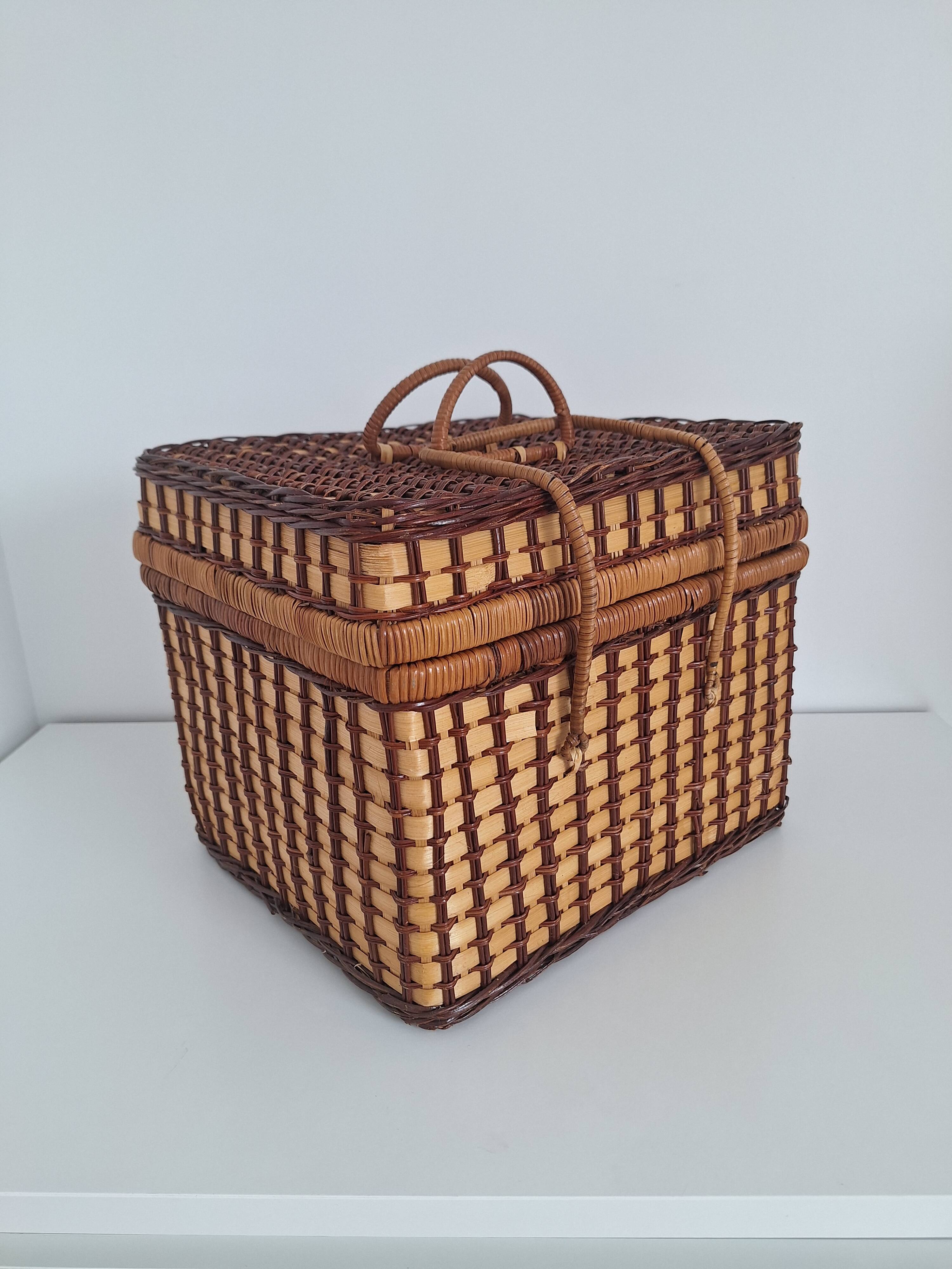 Vintage wicker suitcase