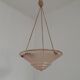 Vintage pink glass lamp with 3 cord hangers and pink ceiling 5001.