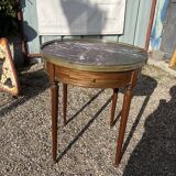 Mahogany hot water bottle table with brass net