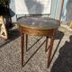 Mahogany hot water bottle table with brass net