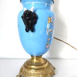 Lamp foot blue vase heads of fauna
