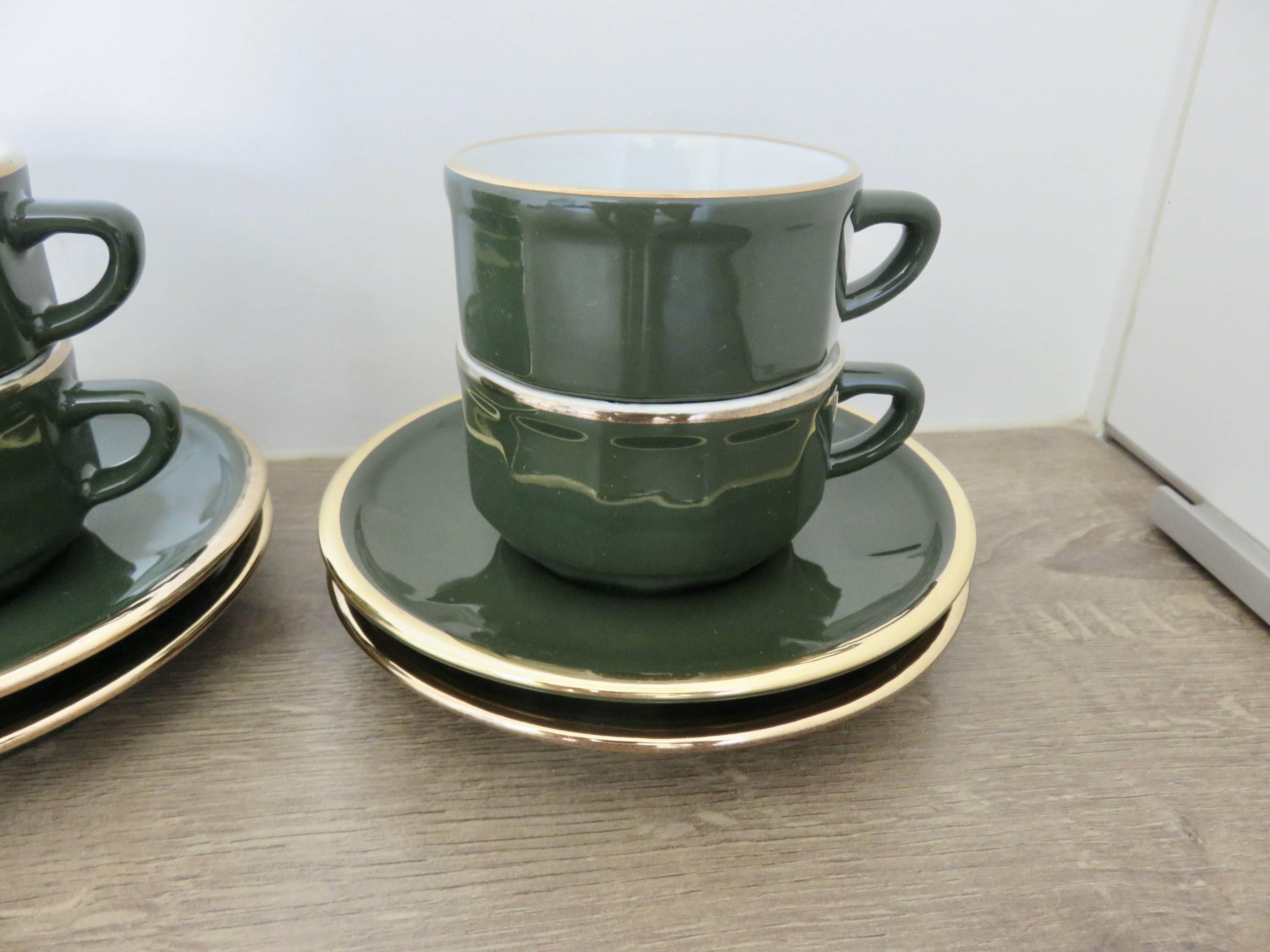 Apilco, set of 2 cups and saucers, Parisian bistros