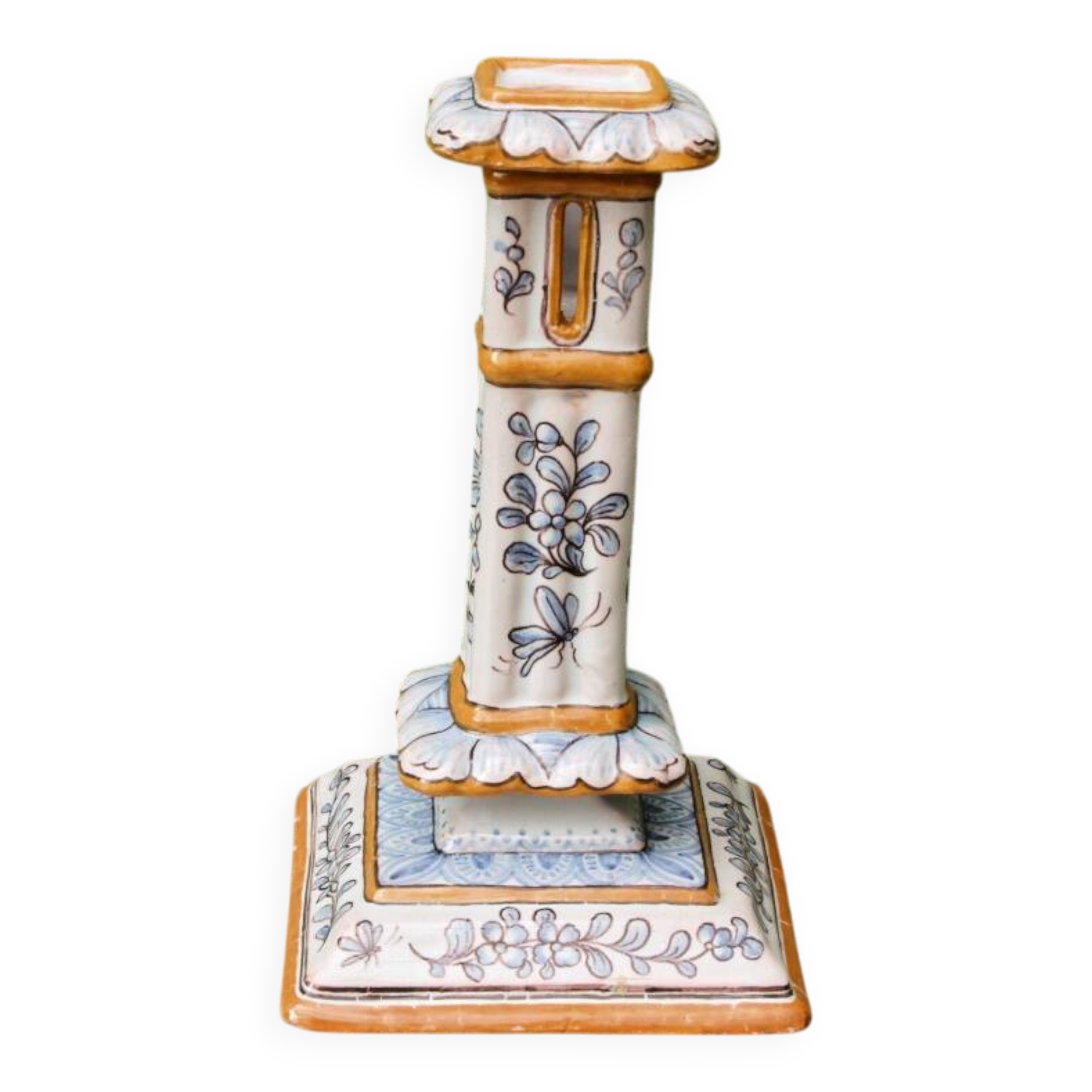 Montagnon candlestick, in Nevers earthenware.