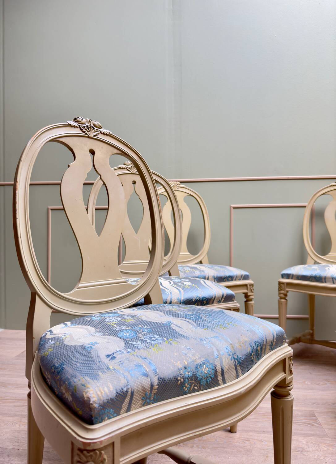 Suite Of Six Louis XVI Style Lacquered Wood Chairs