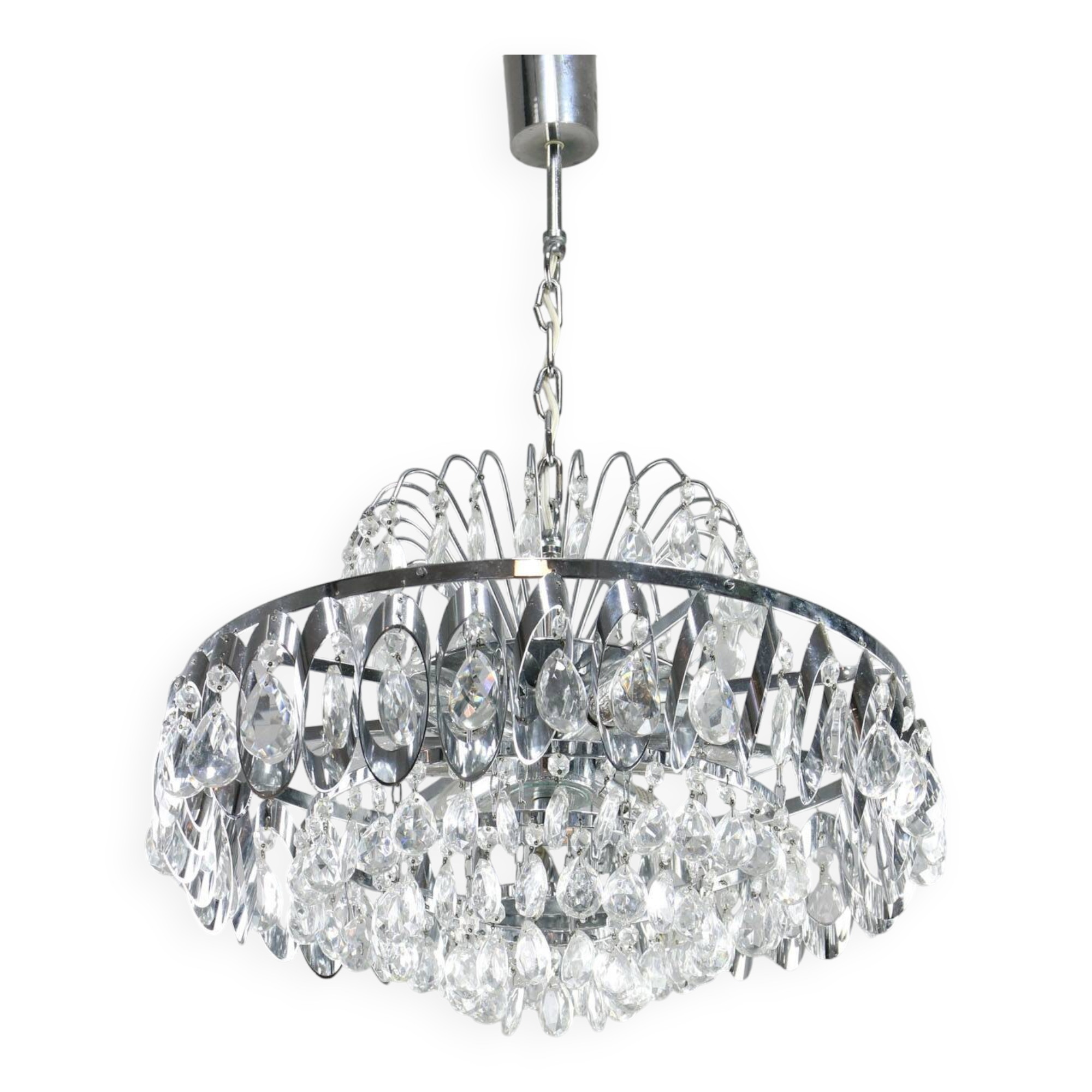 Lustre en cristal viennois vintage de taille moyenne, années 70