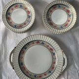 Dessert service 10 plates and a Bernardaud Limoges porcelain cake dish