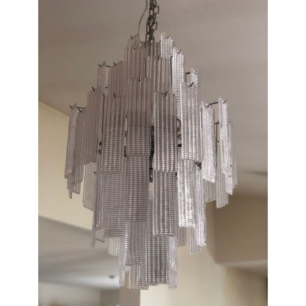Transparent diamond strips “listelli” murano glass chandelier