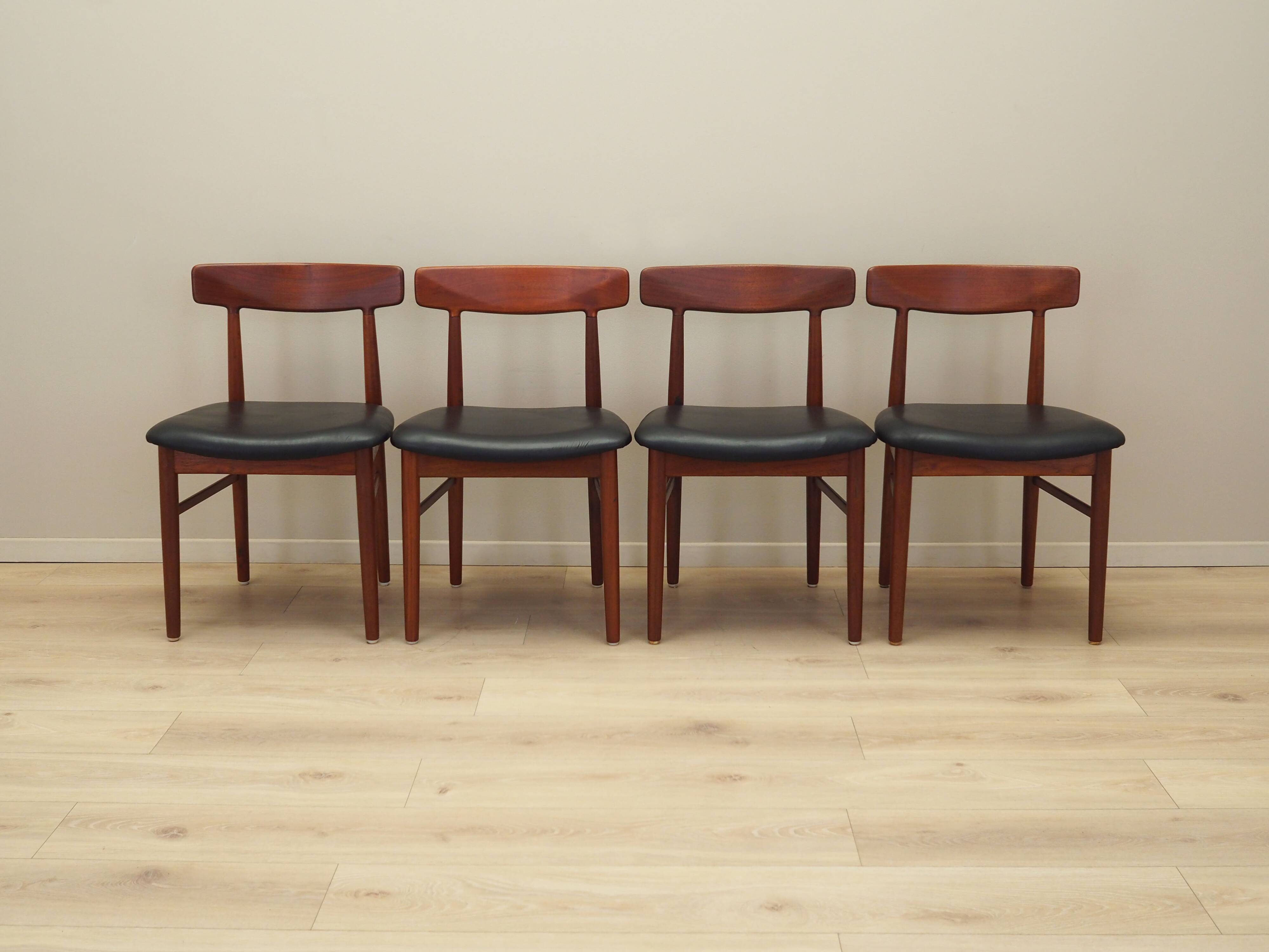 Set of four teak chairs, Danish design, 1960s, manufacture: Bruno Hansen, d