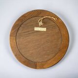Old round wall mirror in solid wood - 51 cm