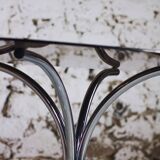 Oval dining table in chrome and smoked glass, 1970.