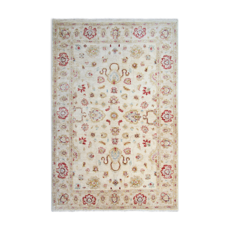 Handmade cream wool ziegler carpet traditional floral area rug- 128x190cm