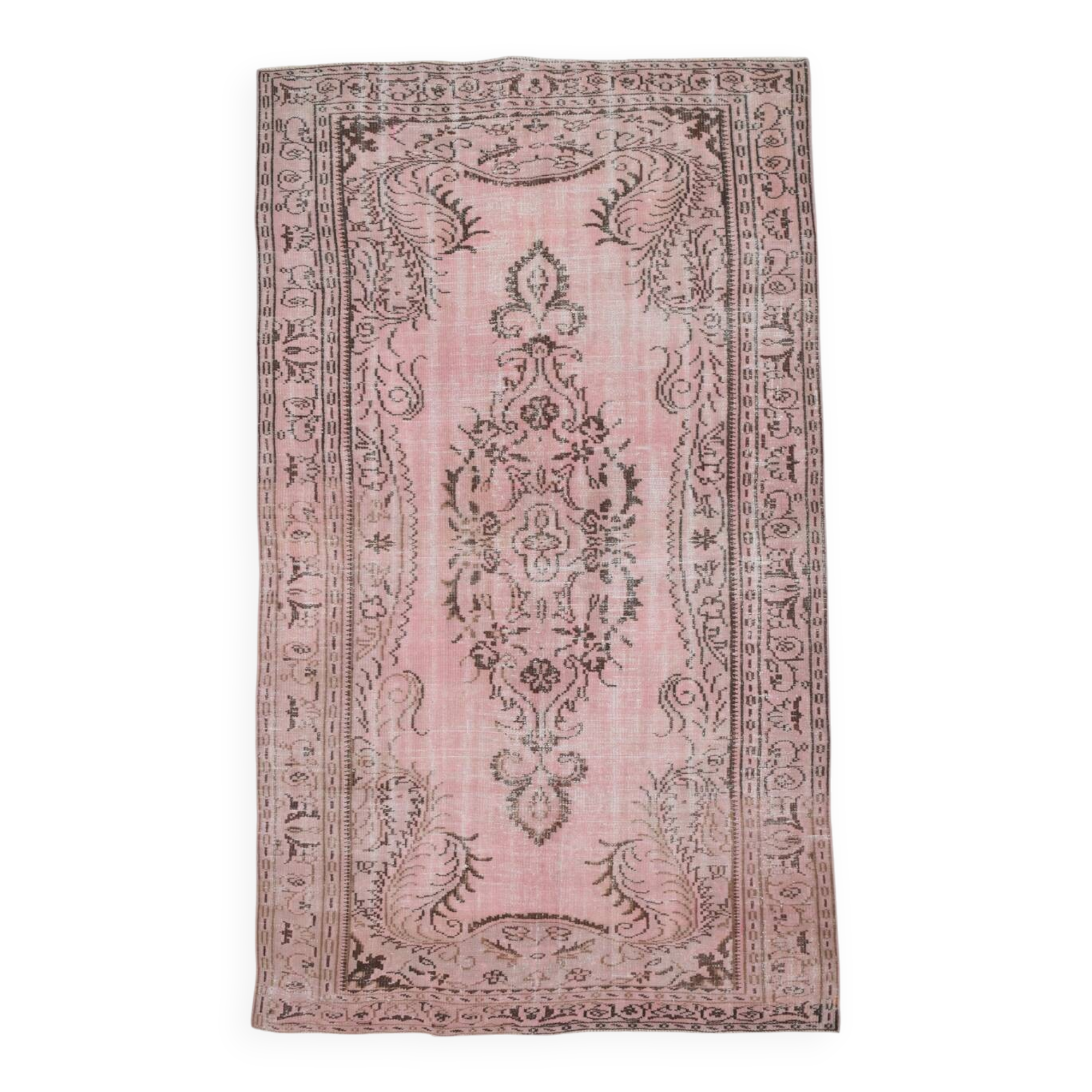 5x9 Pink & Brown Classic Vintage Rug, 155x274Cm