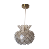 Lotus flower suspension in mother-of-pearl and brass