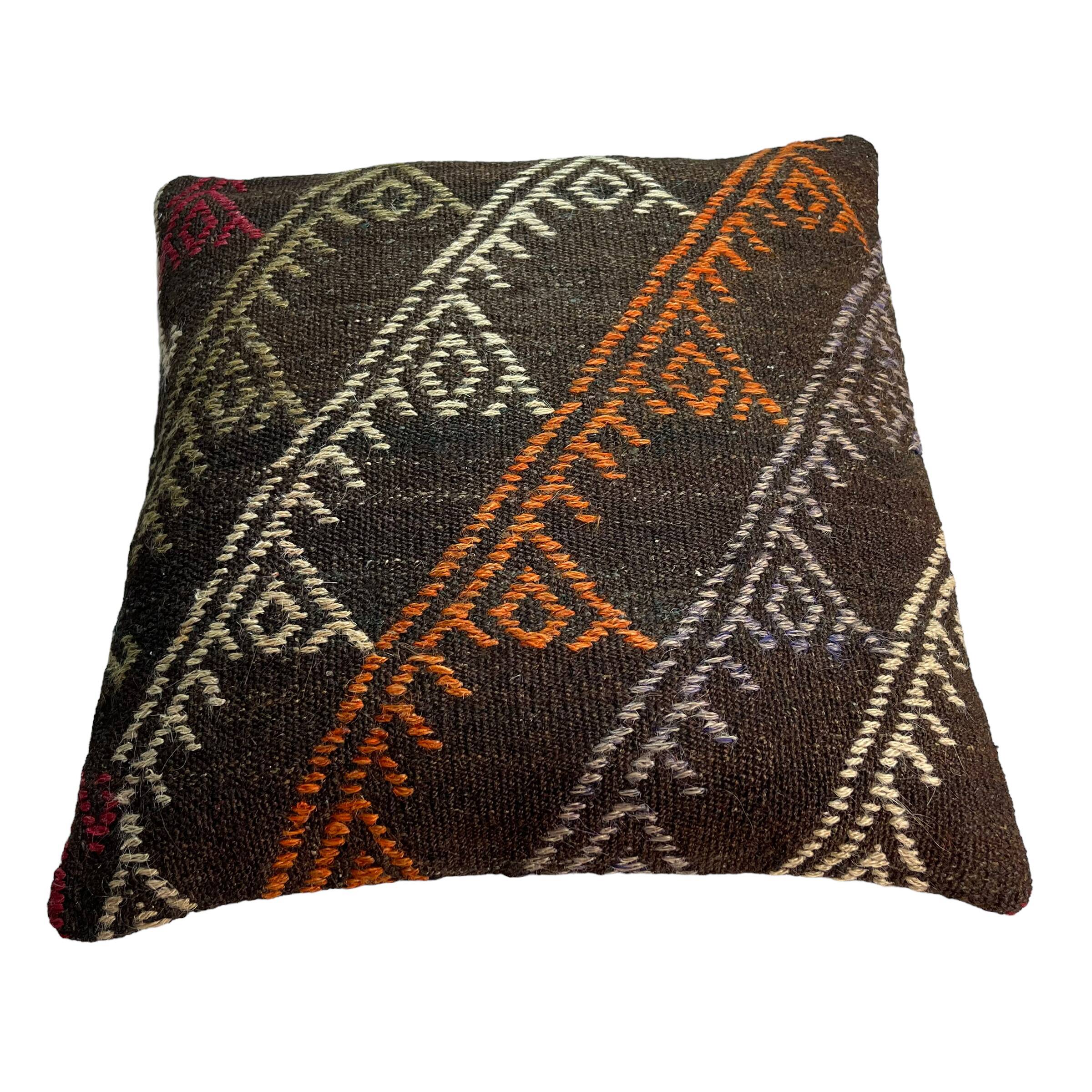 Vintage turkish kilim cushion cover , 55 x 55 cm