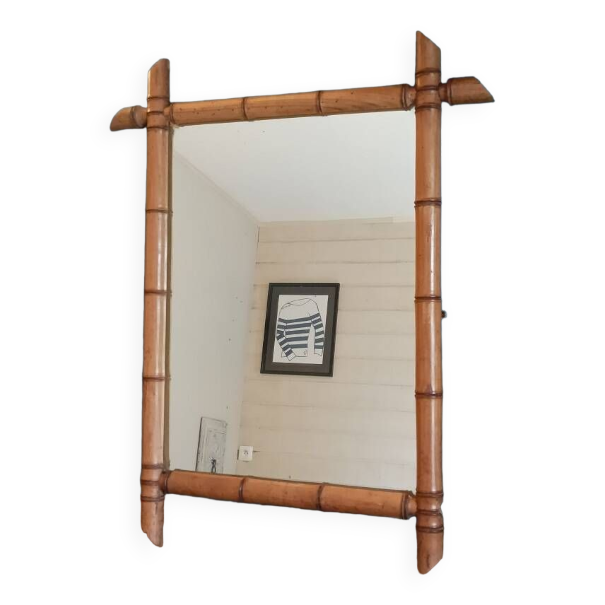 Mirror Bamboo type patinated wood frame dp 1023413