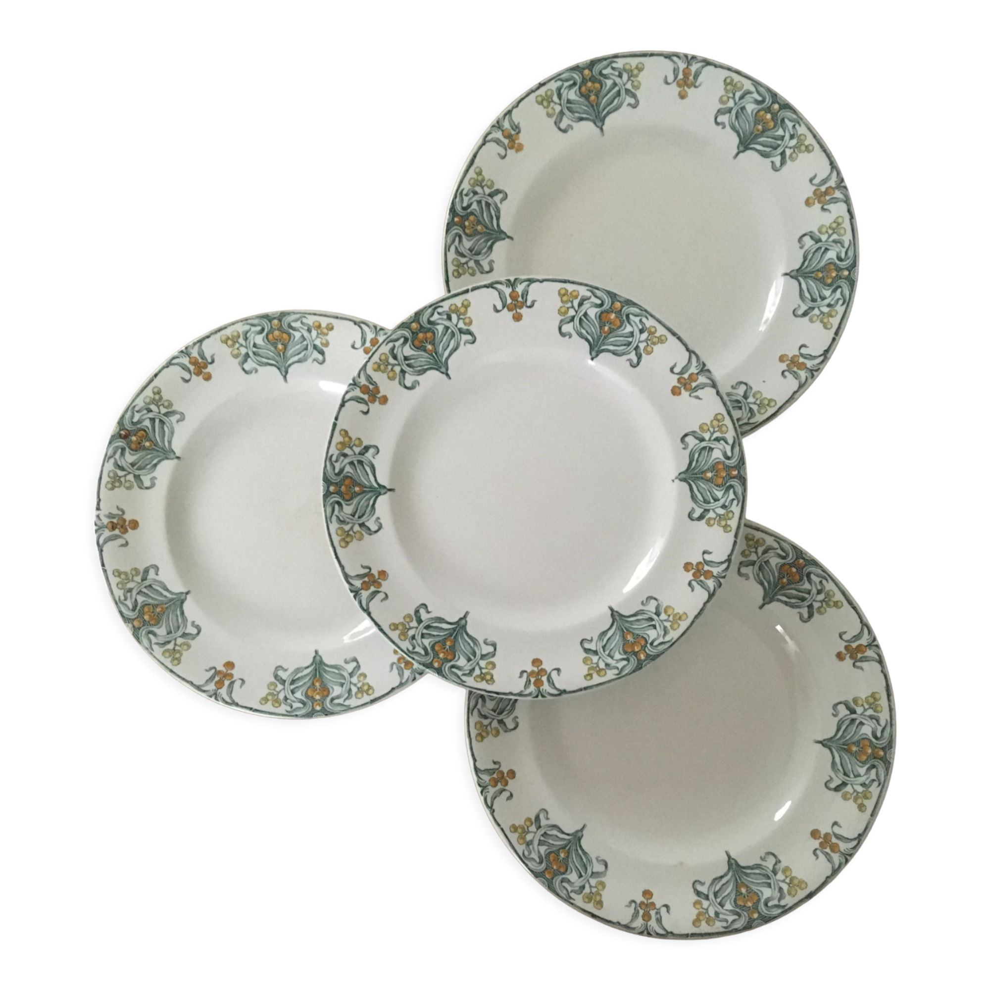 Assiettes plates terre de fer Longwy Mimosa