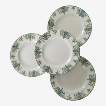 Assiettes plates terre de fer Longwy Mimosa