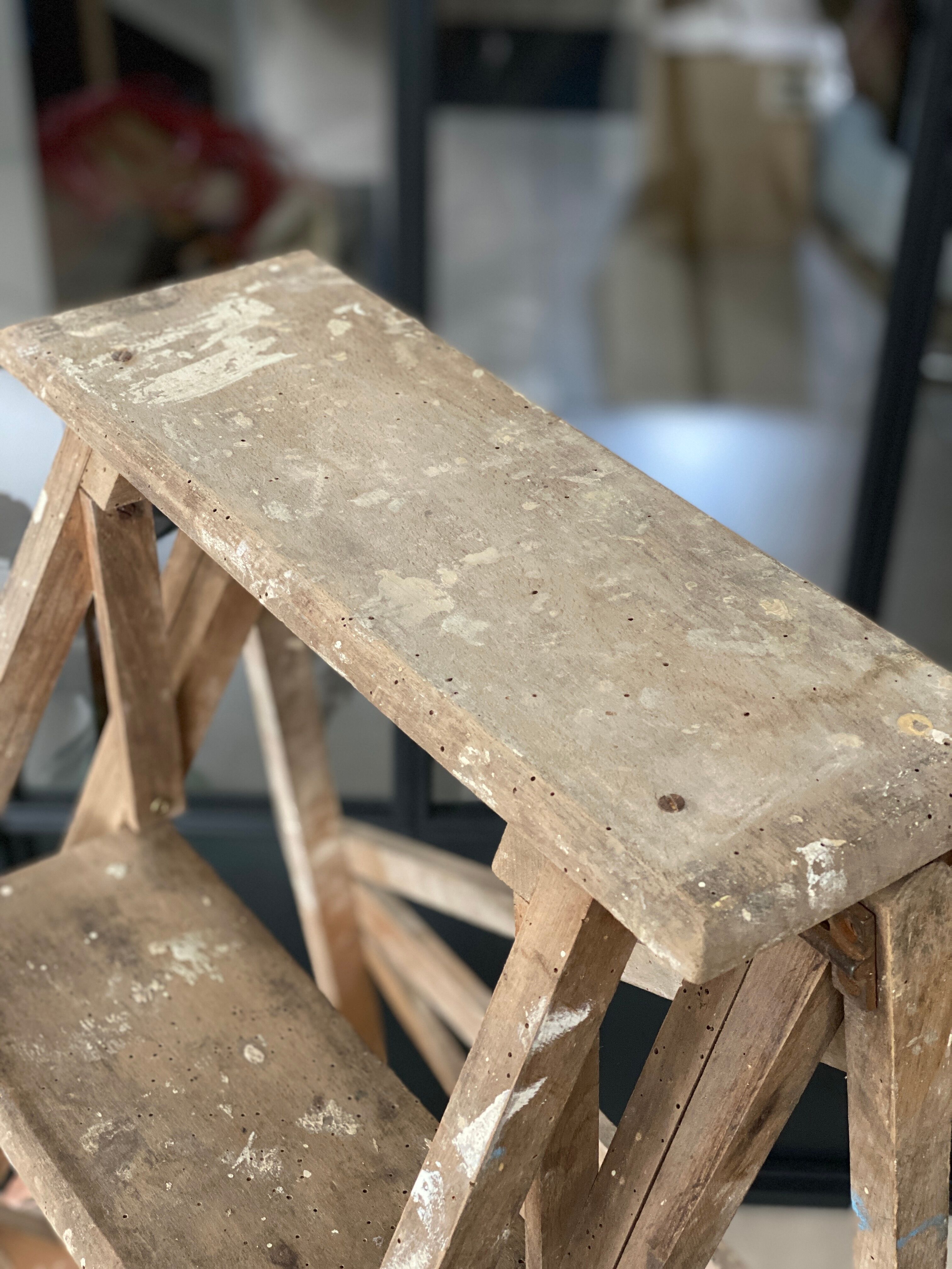 Vintage wood stepladder