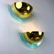 Pair of modernist design half moon wall lamps by Fase, Spain, 1980s