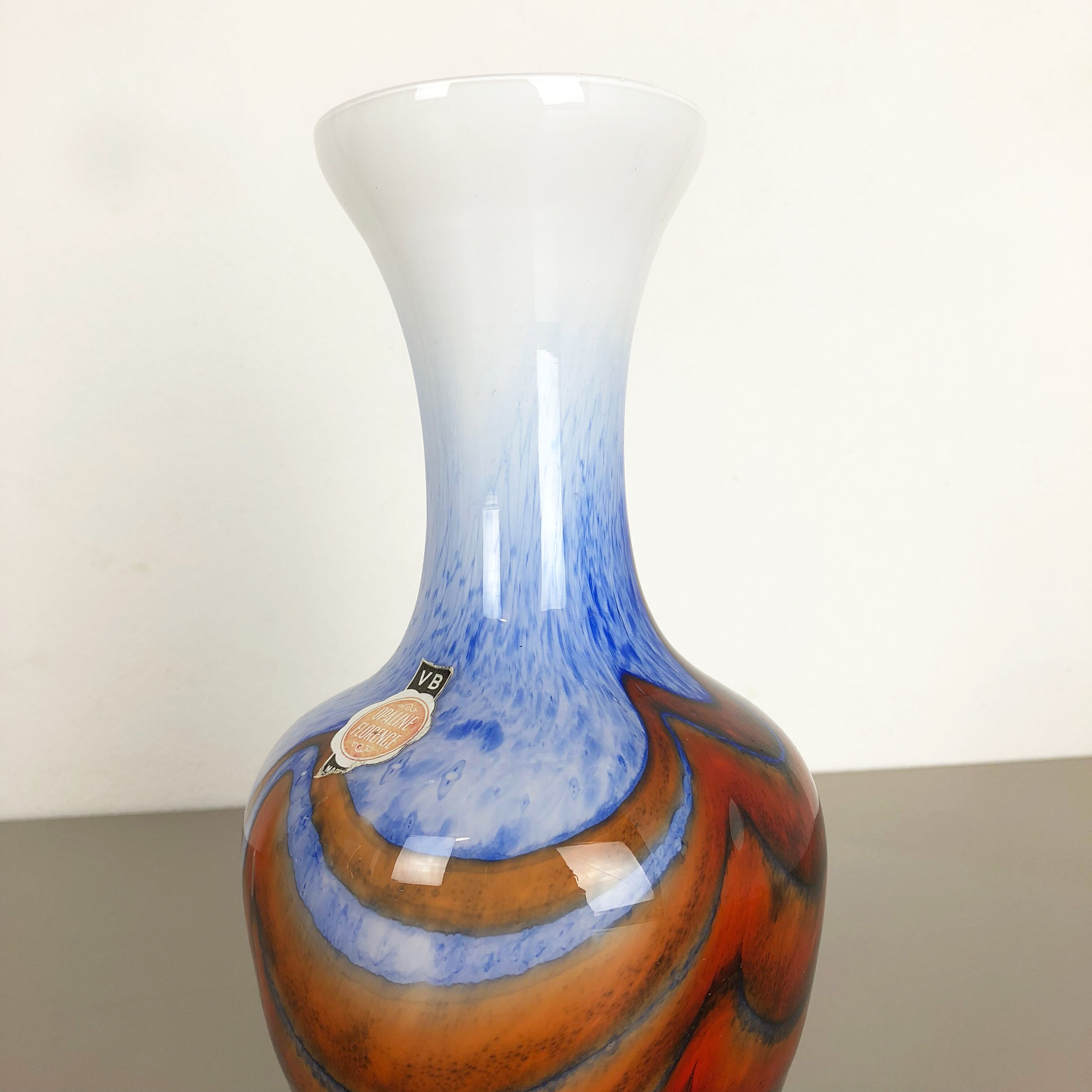 Large Vintage Pop Art Opaline Florence Vase Design 1970s, Italy