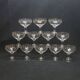 12 old champagne glasses in blown and engraved glass