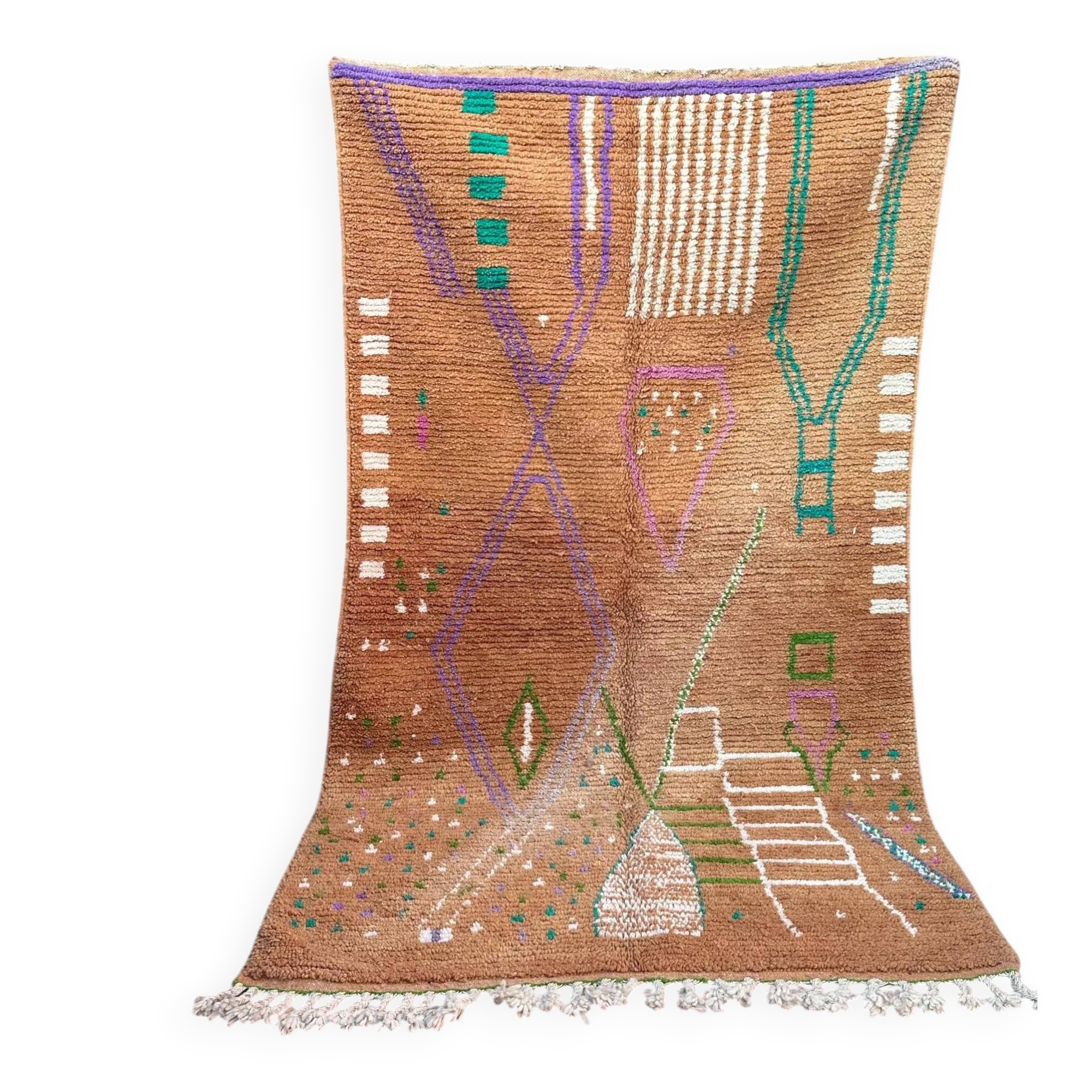 Authentic new and colorful Moroccan Berber Azilal rug, 246x145cm